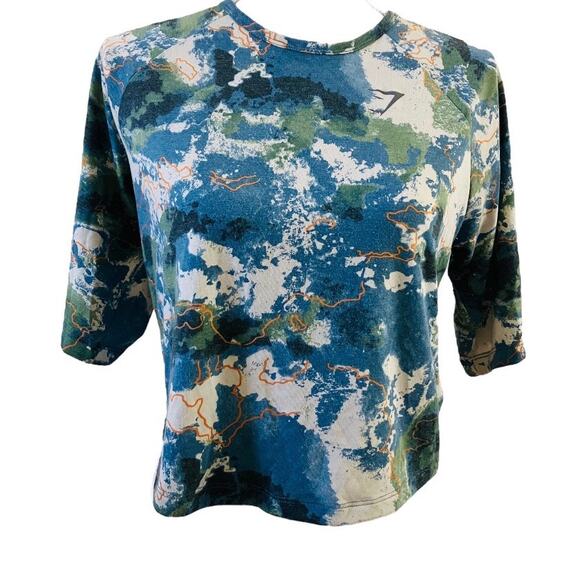 Gymshark Cropped Print Athletic Top Medium - Picture 1 of 4